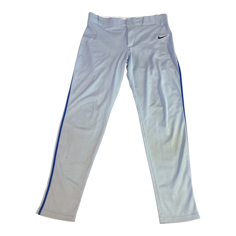Nike Mens Baseball Pants Large Gray Royal Blue Piping Uniform Athletic Poly